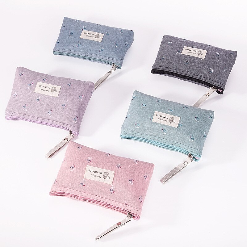 Canvas Vrouwen Make-Up Tas Bloemenprint Toiletartikelen Organizer Rits Zak Reizen Wassen Pouch Cosmetische Bag Vrouwelijke Make Up Tassen: 1pcs colour random