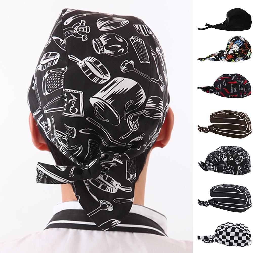 Unisex Chef Cap Keuken Chef Hoed Ober Fornuis Headwrap Hoed Chef Tie Back Cap Keuken Catering Cap Katoen Piraatpet bandana Hoed