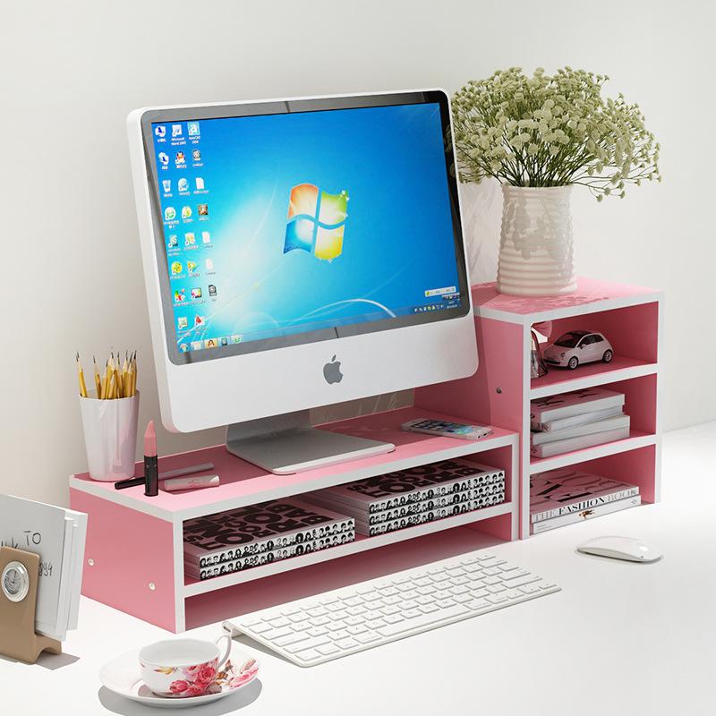 Computer Monitor Increased Shelf Desktop Keyboard Storage Rack Bookshelf black/brown: 2