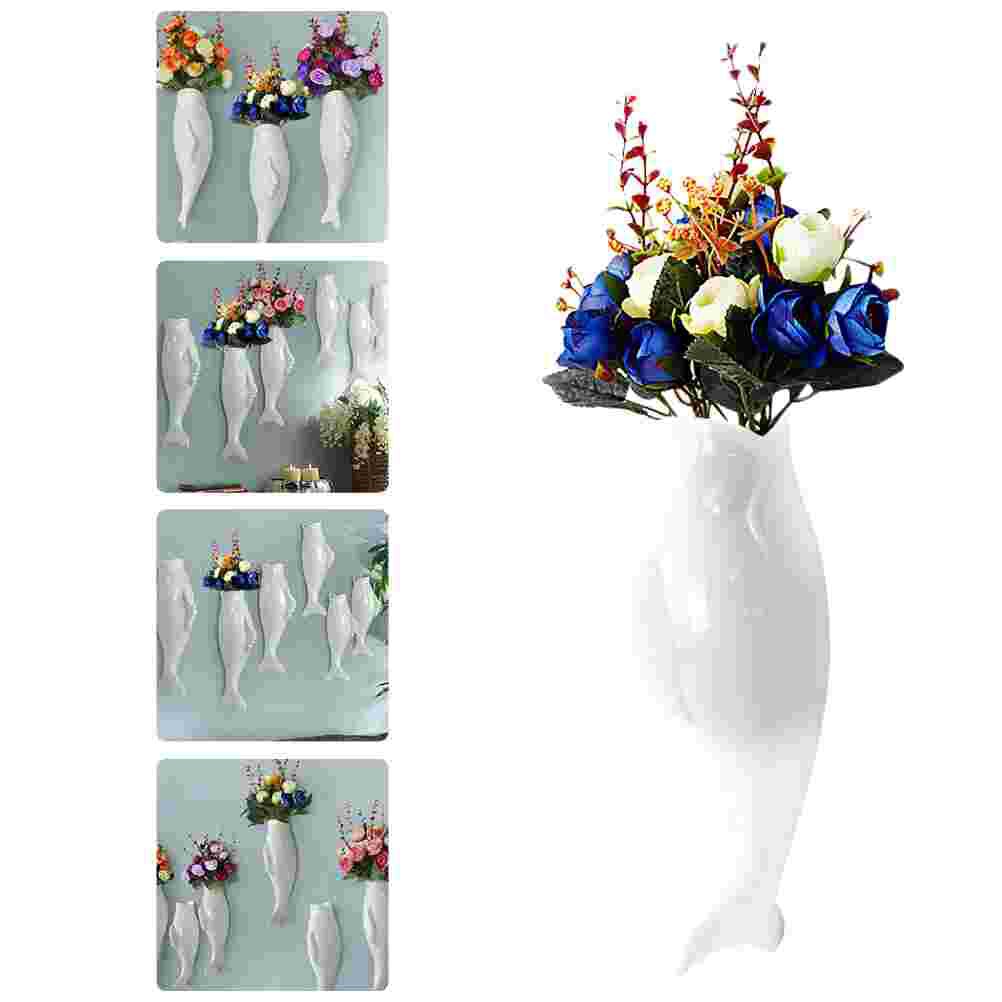 1 Set Fish Shape Vase Durable Practical Ceramics Vase Decor for Living Room Home