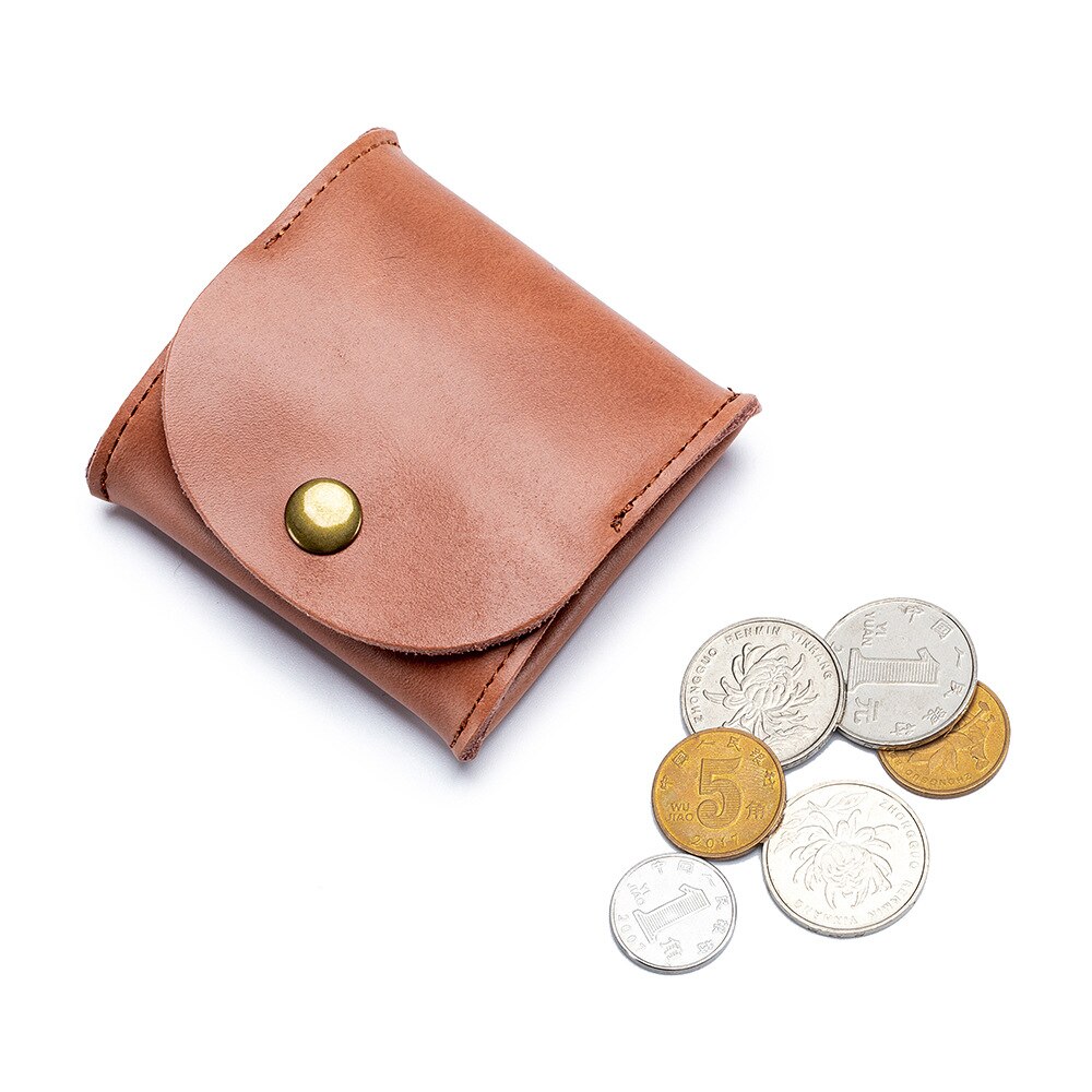 Coin bag women men leather Japanese style mini earphone bag small wallet small storage bag coin purse: Chocolate