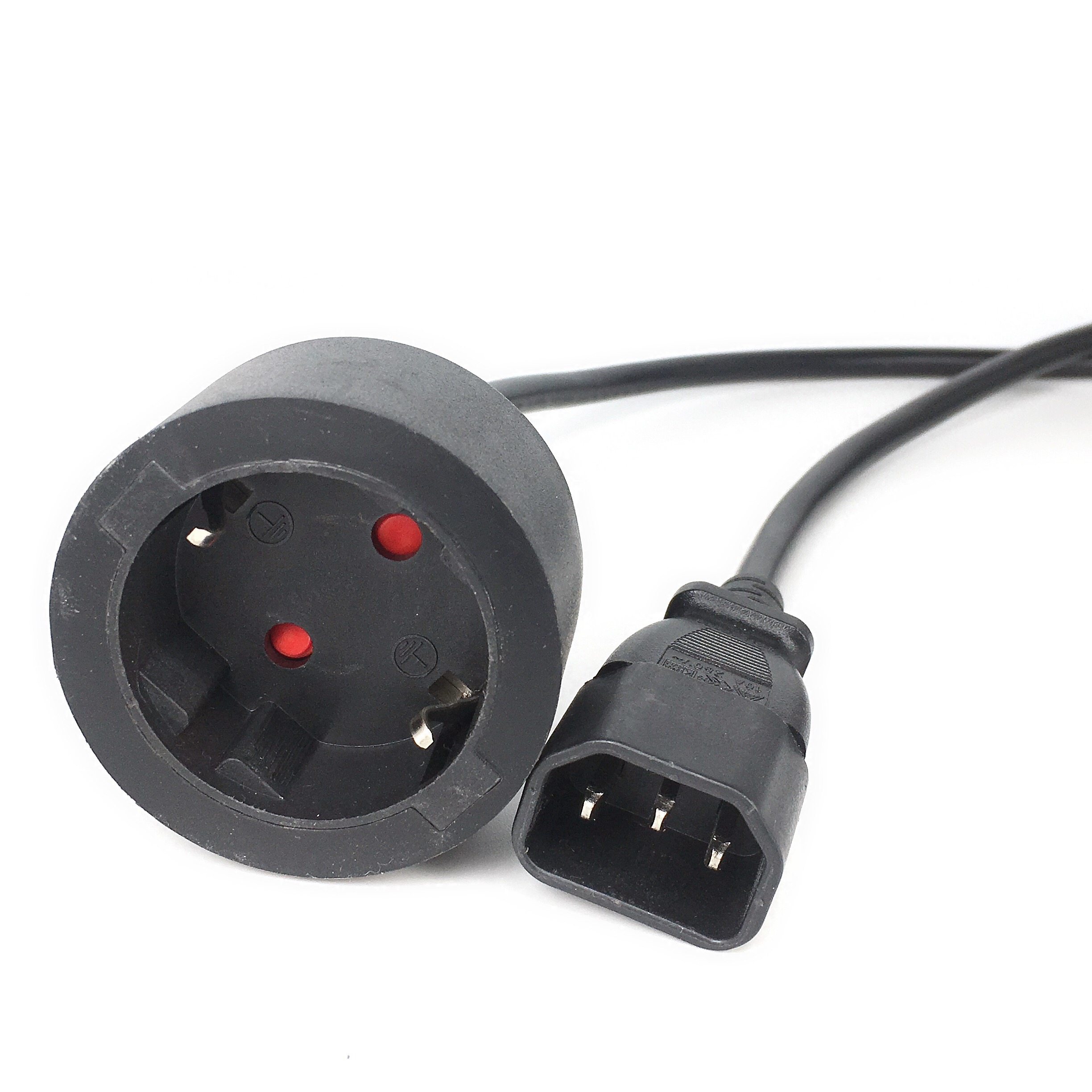 Cabo de extensão de alimentação UPS PDU IEC 320 C14 macho para Schuko CEE7/4 cabo adaptador fêmea europeu 30 cm