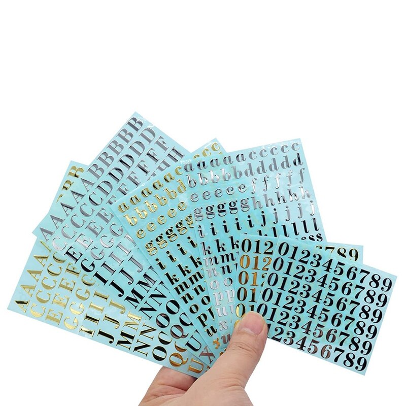 HeiT - 12 Hojas De Calcomanías Autoadhesivas Para Regalo, Alfabeto Y Números Para Bricolaje, álbumes De Recortes, Decoración De Tarjetas De Felicitación