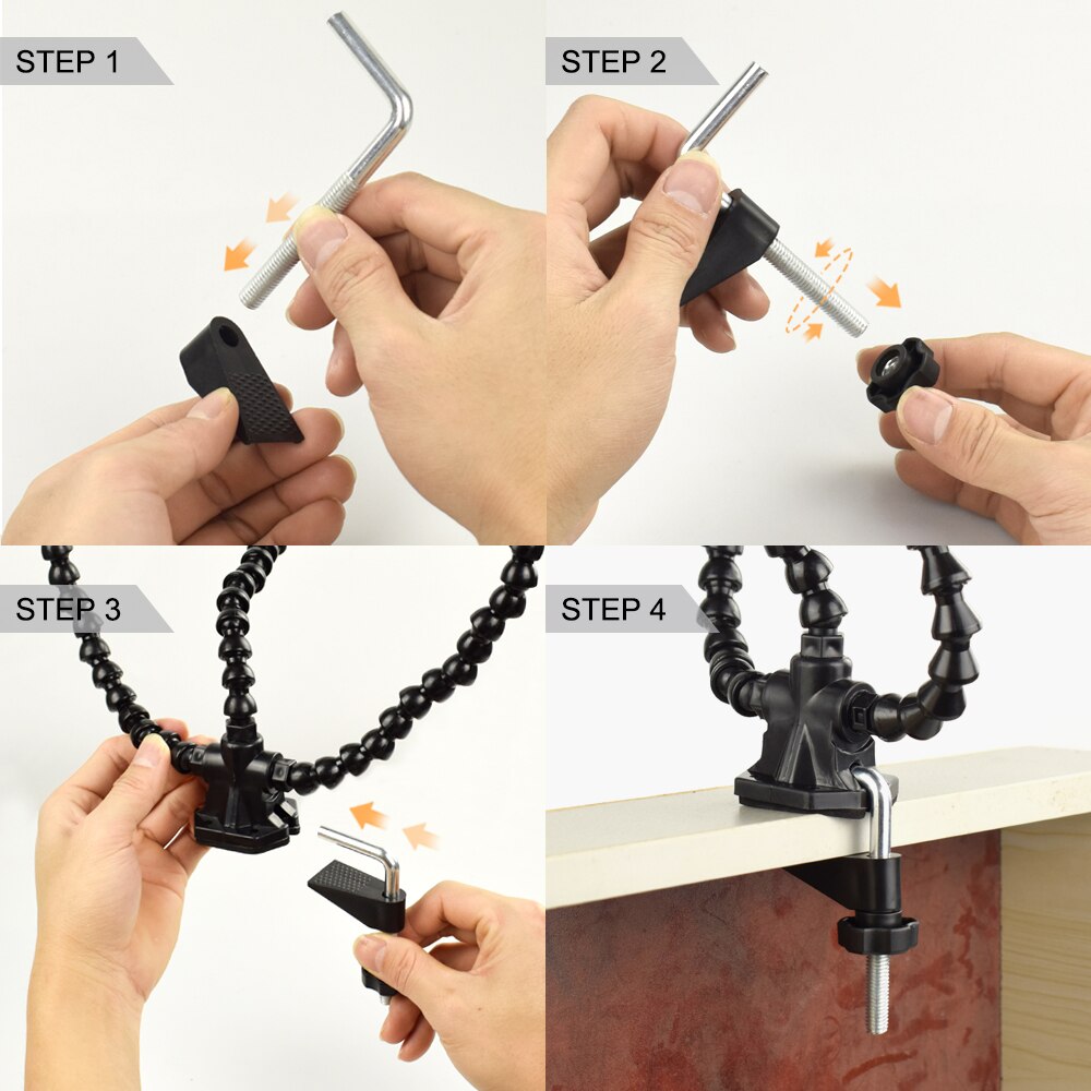 Toolour Third Arm Soldering Station USB LED Light Magnifier With 3pcs Flexible Arms Helping Hands For Repairing Welding PCB Tool