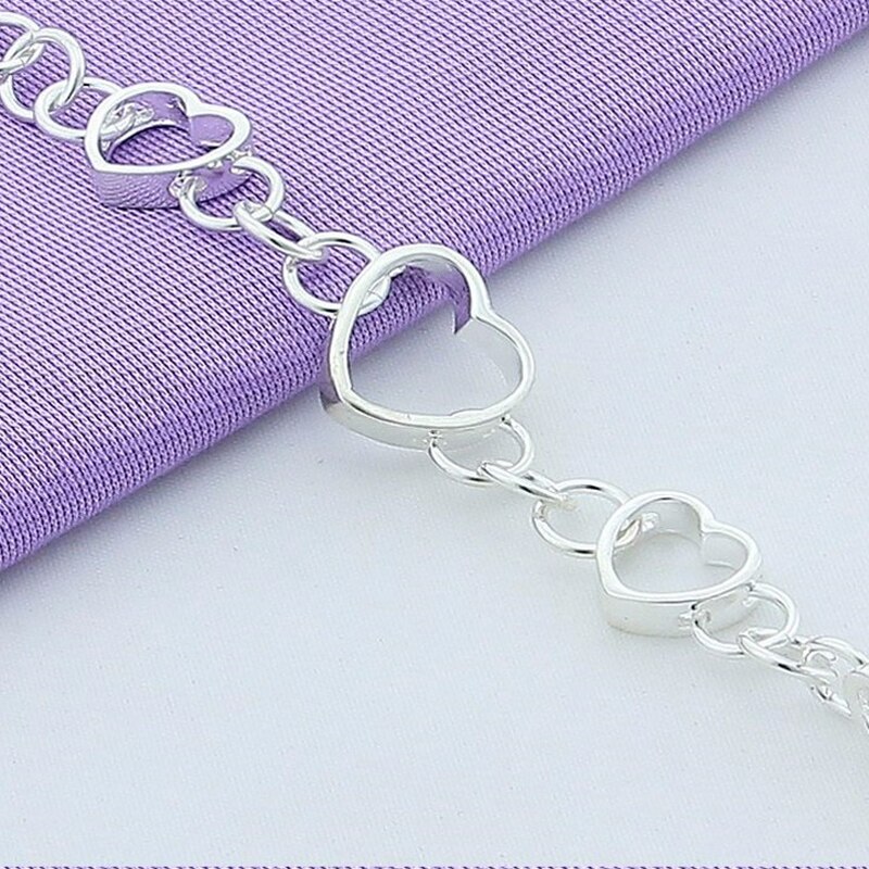 925 schmuck setzt Herz Halskette Armbinde Ohrringe Frauen Hochzeit Silber Schmuck-einstellen-Party