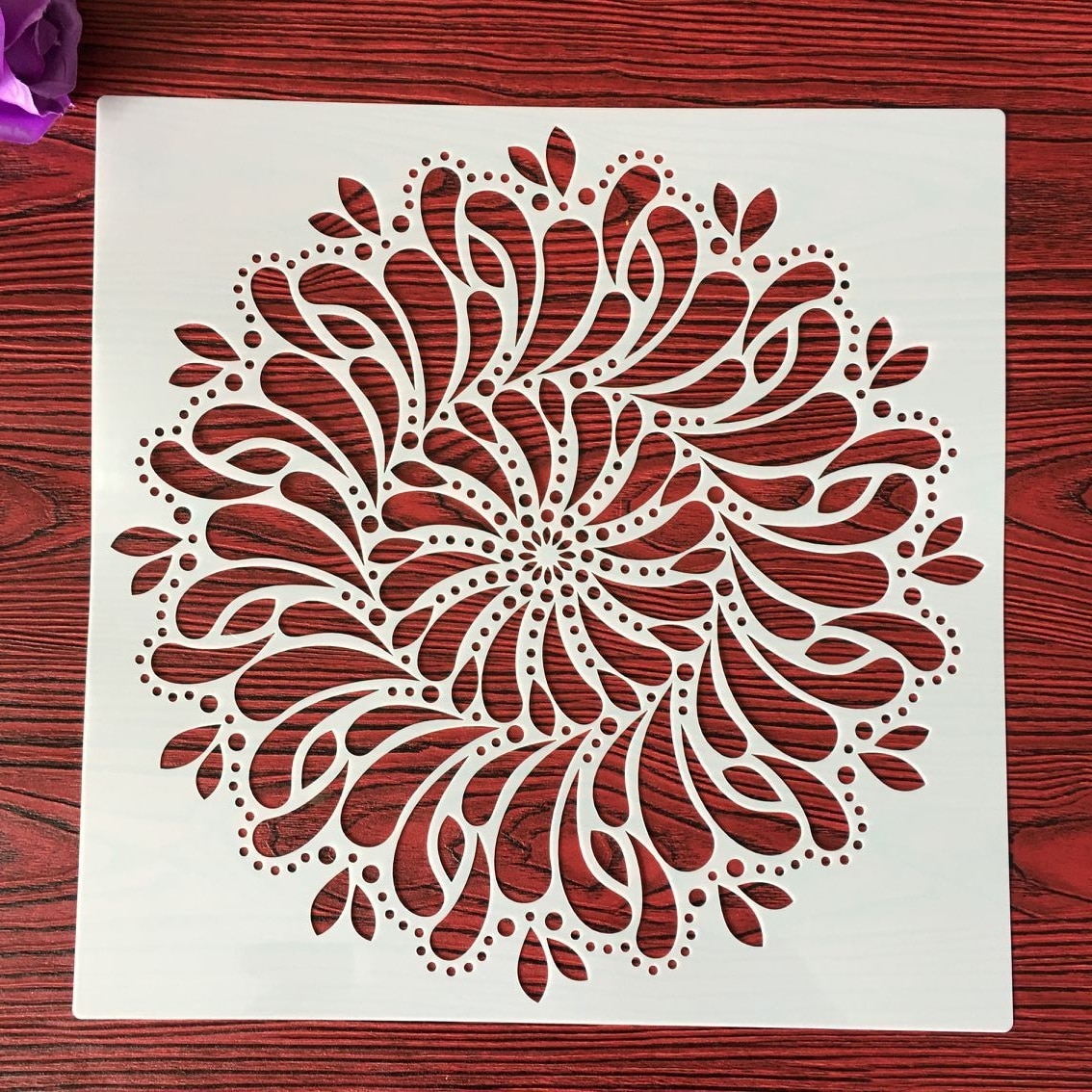 30 * 30cm sol mandala gjør-det-selv lagdeling sjablonger veggmaleri utklippsbok fargelegging preging album dekorativ mal for vegger