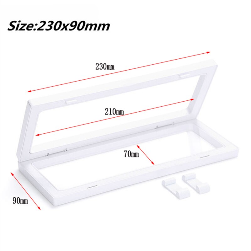 Marco de fotos flotante 3D, caja de sombra, embalaje de joyería, soporte de exhibición, caja suspendida, soporte colgante para anillo, caja de exhibición de joyería: 230x90mm White
