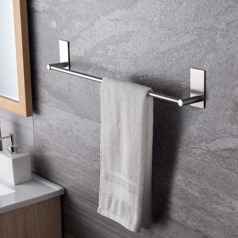 Barre porte-serviette 16 Pouces dans la Salle De Bain Auto-Adhésif Porte-Serviettes Bâton Sur Le mur En Acier Inoxydable Collant Cintre