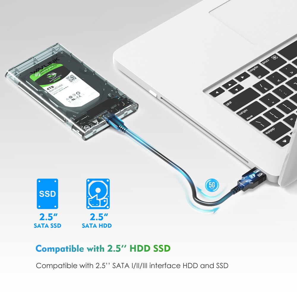 Wavlink 2.5 Inch Hdd Case Sata Naar Usb 3.0 Harde Schijf Behuizing Tool Gratis 5Gbps Uasp Protocol Externe Ssd box Voor 2.5 "Hdd Ssd