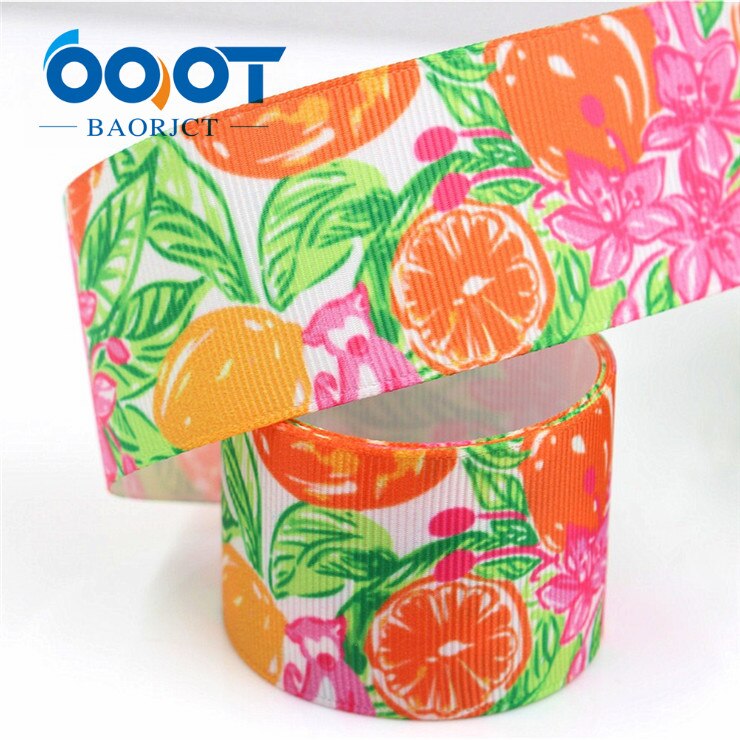 Ooot baorjct 183174 38mm 10 yards tegneserie frugtbånd termisk overførsel trykt grosgrain bryllup tilbehør diymaterialer: 5