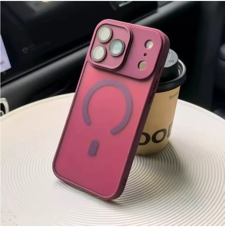 Original Matte Clear Lens Protect For Magsafe Phone Case For iPhone 17 17 Air 17Pro 17 Pro Max Magnetic Wireless Charge Cover: Red / iPhone17