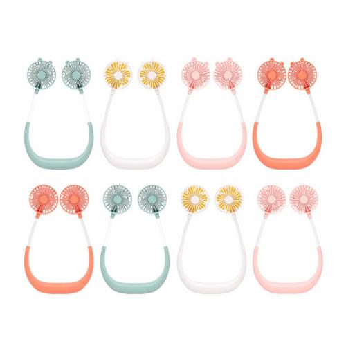 Neck Band Fan Portable Mini Double Wind Head Neckband Fan with USB Rechargeable Air Cooler for Traveling Outdoor Office Portable: Default Title