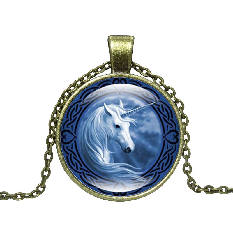 (unisex) pegaso unicorno tempo Collana di Pietra Accessori Retrò Catena Lunga Del Maglione Stile Parametro Variabile