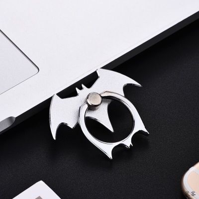 Bat Finger Ring HolderCell Mobile Phone Desktop Stand Mount For iPhone 11X 8 7 XS Bat Metal Smartphone 360 Degree Desk Holder: Silver