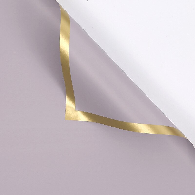 Wasserdichte Frische Blume Gold Rand Papier Rose Blume Verpackung Dekoration Papier Blumen- Strauß Verpackung Materialien: 06 grau Violett Gold