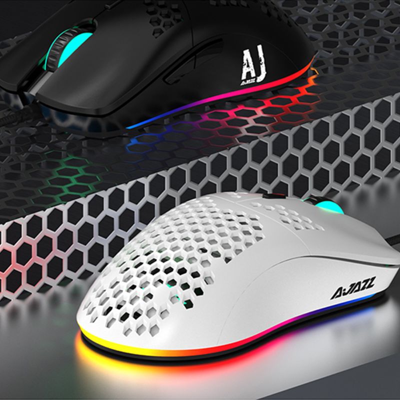 Ajazz AJ390 Gaming Mouse with 16,000 DPI Optical Sensor 6 Colors Wired Mouse Hollow-out Gaming Mouce Mice Adjustable 7 Keys