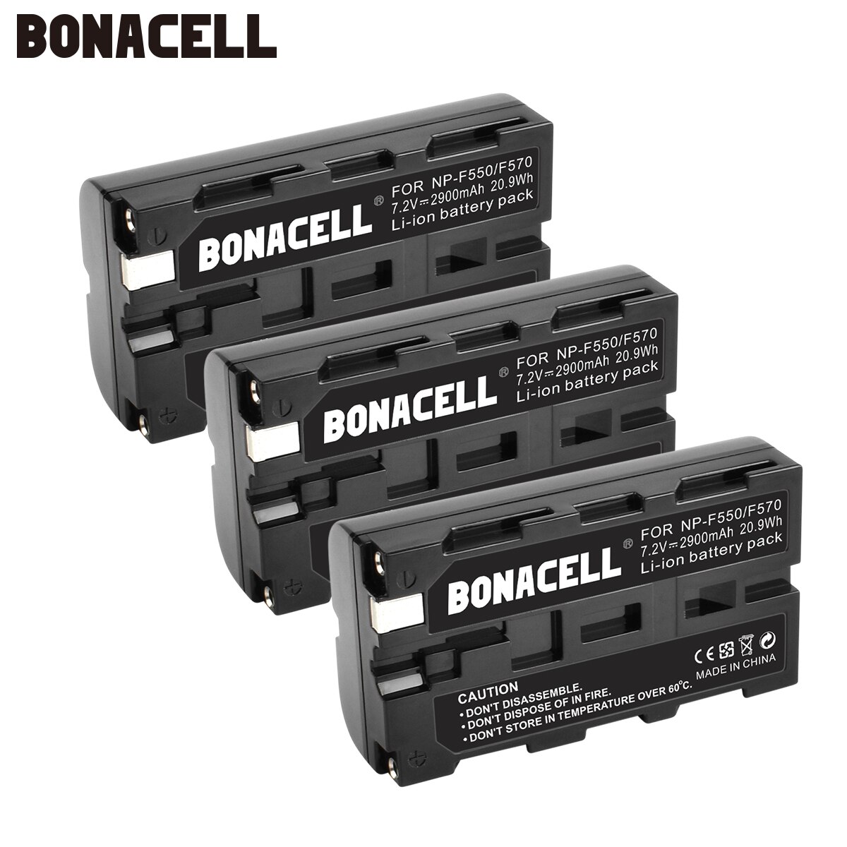 Bonacell 2900mAh NP-F550 NP F550 NP-F570 Camera Battery For Sony NP-F330 NP-F530 NP-F570 NP-F730 NP-F750 CCD-TRV81 CCD-RV100 L70: 3 Pack Battery