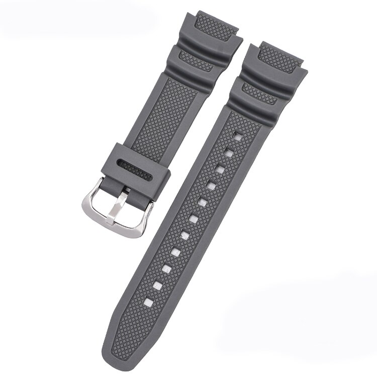 Replace applicable Casio Watch Strap ae-1000w / aq-s810w watch strap with 18mm convex rubber strap: Gray-silver