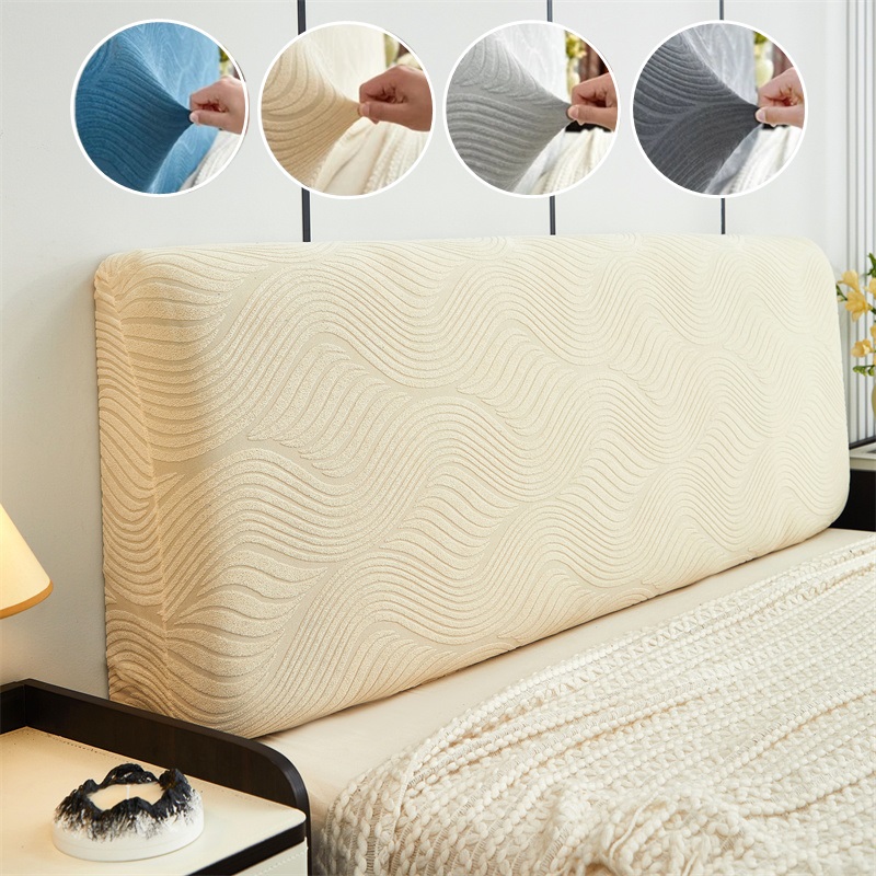 Luxe jacquard bedhoofdeinde hoes effen kleur all-inclusive elastische bedhoofd hoes nachtkastje stofbeschermer voor slaapkamer