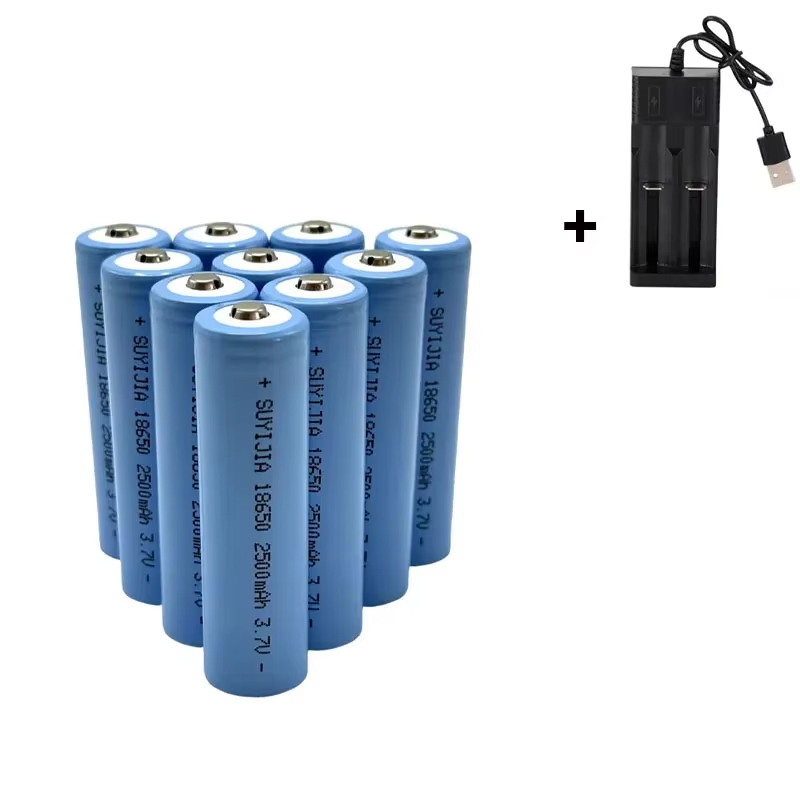 2500mah 18650 Rechargeable Battery with Charger 3.7V Li-ion Batteries for Electric Pointer Doorbell Flashlight Lithium Battery: Chocolate