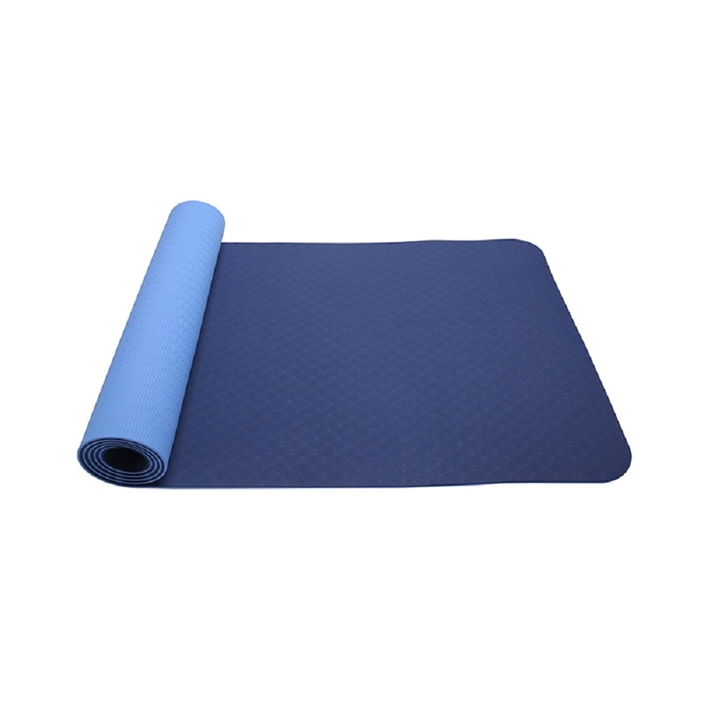 Yoga Mat - 183x61cm - 8mm Thick - TPE Material - Non-Slip - Odorless - For Beginners: Deep Blue and Light Blue
