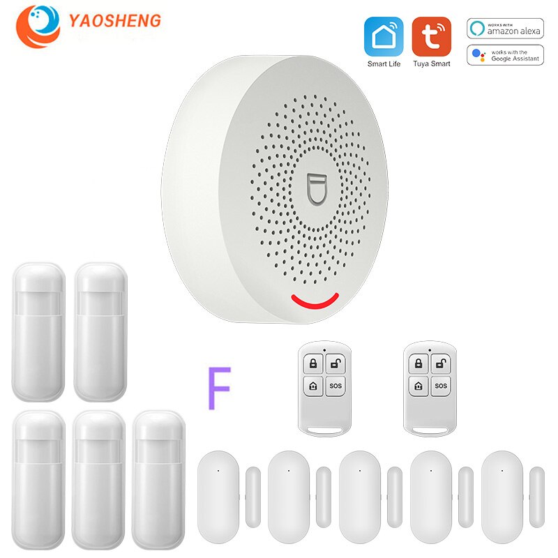 WIFI Intelligent Alarm Security System With Door Sensor Smart Life&amp;Tuya App Control Compatible With Alexa &amp; Google Assistant
