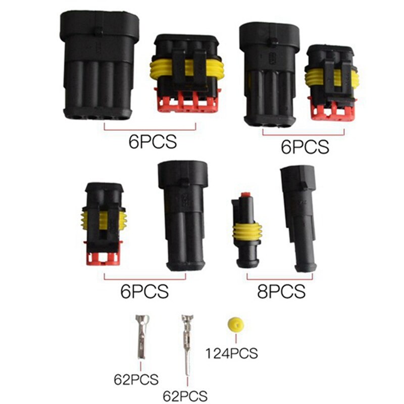 26setzt 1-4 Stift Elektrische Draht Stecker Stecker einstellen & 150 Stck Draht Verbinder Bausatz Draht Anschlüsse Wasserdicht