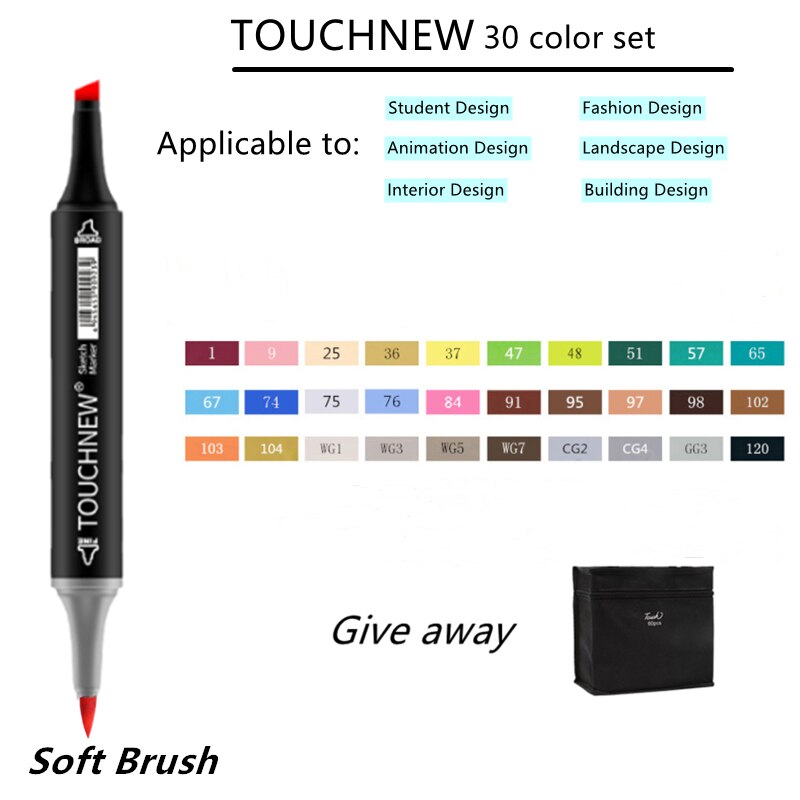 TOUCHNEW Sketching markers Soft brush Marker pen set brush marker alcohol-based marker comic drawing animation art supplies: green