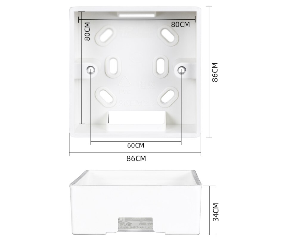 External Mounting Box 86mm*86mm*34mm for 86mm*86mm Standard Switches and Sockets Apply For Any Position of Wall Surface