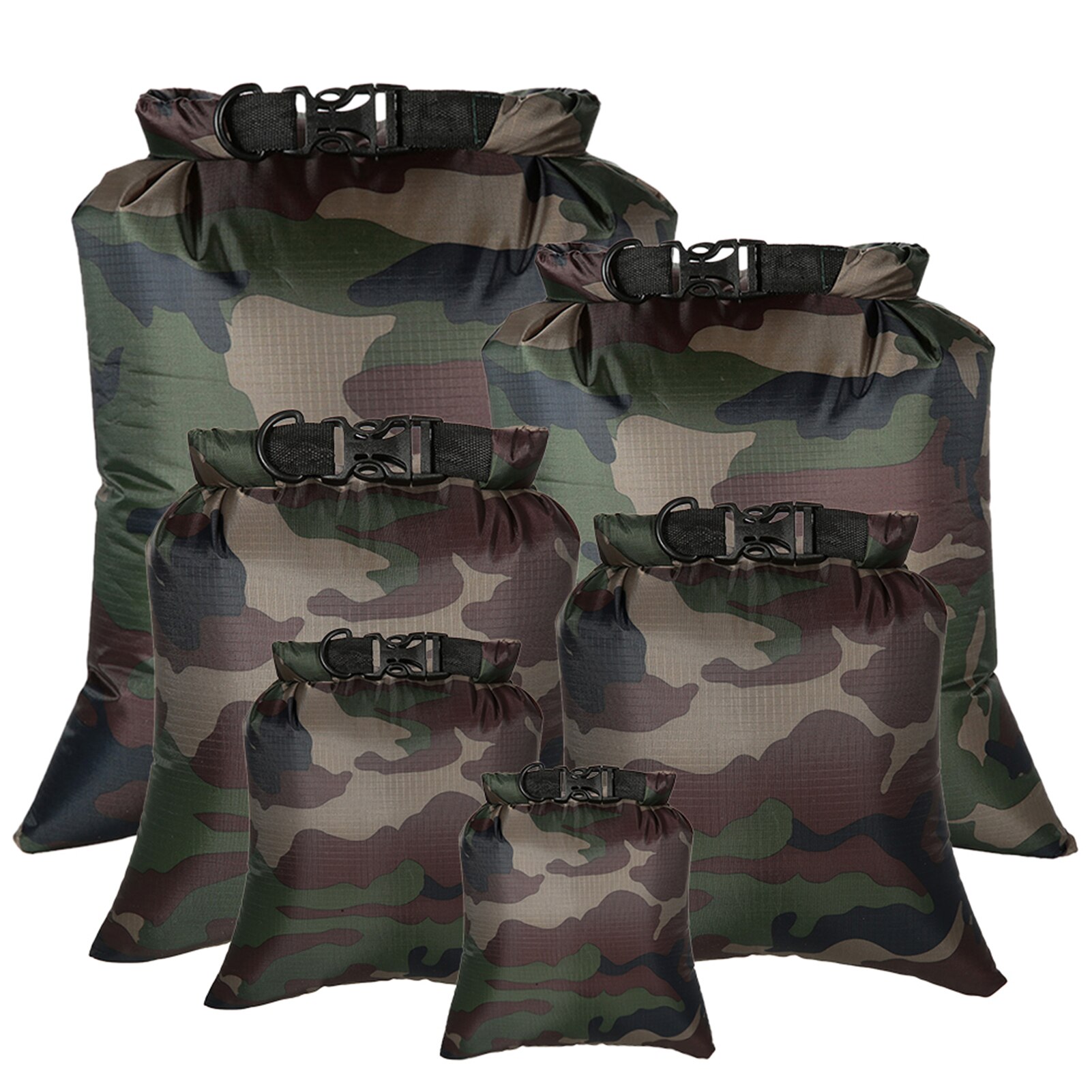 Bolsa impermeable para exteriores, saco seco para flotar en bote, Kayak flotante, playa, pesca, Kayak, accesorios, 6 uds.: Camouflage 1