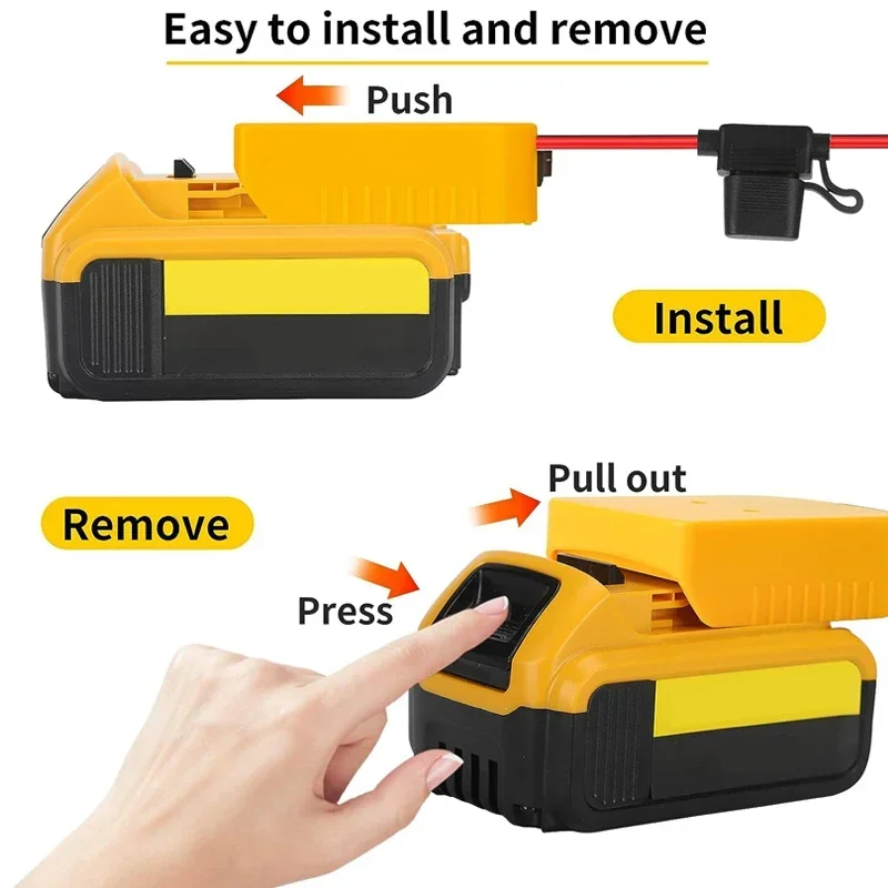 Power Wheels Adapter Battery Adapter For Dewalt/Milwaukee 18V 20V Battery 12AWG Wire Power Connector With Fuse DIY Tool