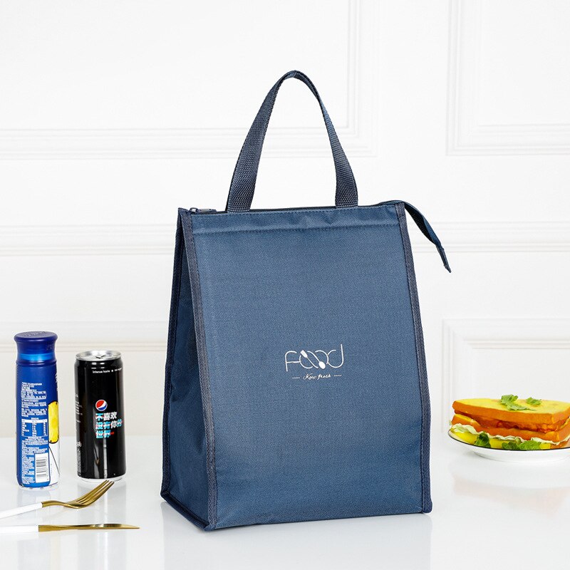 Simplicity Lunch Bag Office Worker Bring Meals Thermal Pouch Child Picnic Beverage Snack Fruit Keep Fresh Handbags Accessories: A Navy Blue L