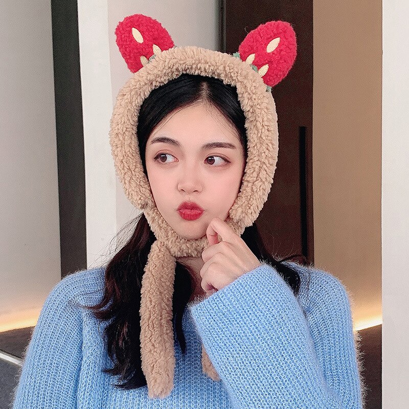 Strawberry Ear Earmuffs Warm Female Autumn Winter Warm Plush Sweet Lovely Head Wear Headwear Protection Ear Hair Belt Earmuffs: 04
