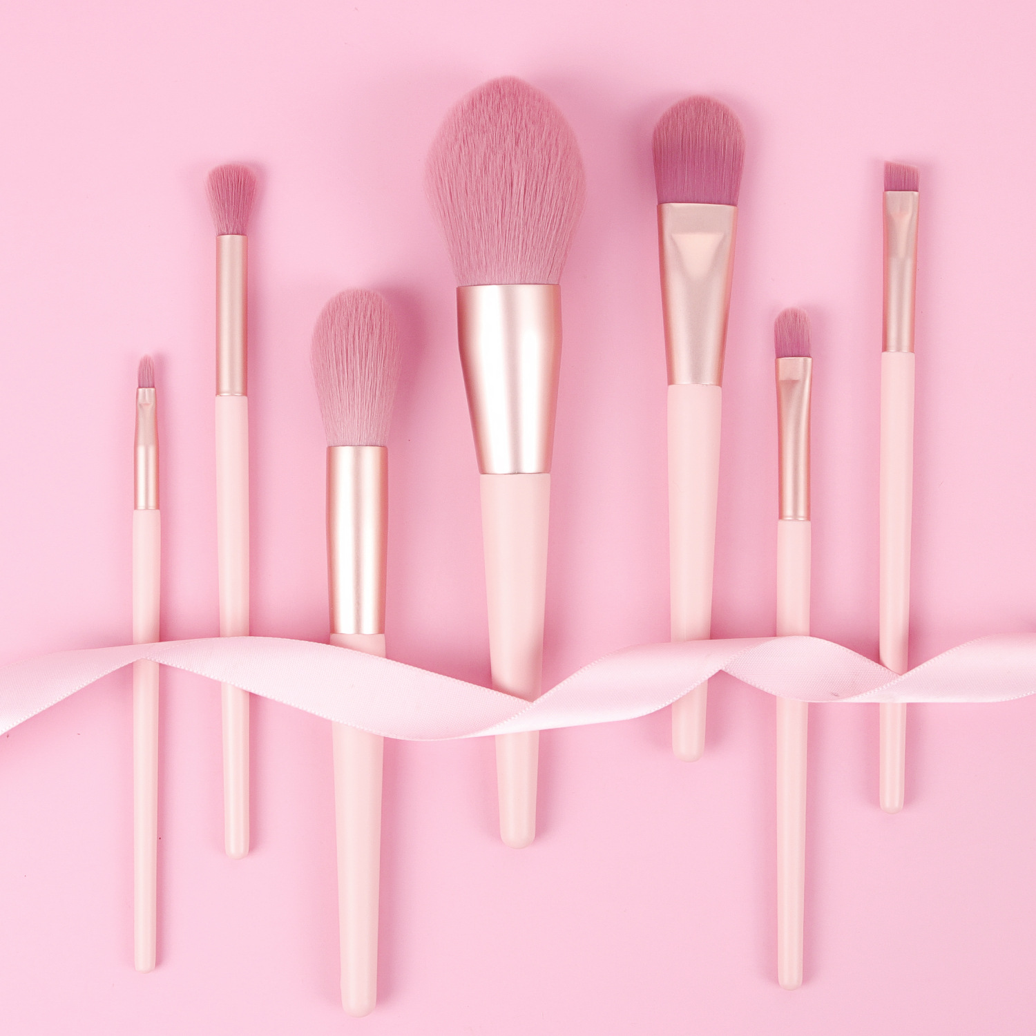 7pc/12pc Makeup Brush Pink Color Brush Set Foundation Brush Eye Shadow Brush Makeup Tool brochas maquillaje Newest: 7pc without bag