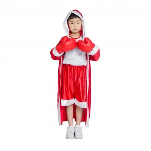 Børn løs muay thai taekwondo boksekåbe langærmet bælte sceneshow kickboxing kjole boksning konkurrence træning bokser kostume: Rød 110cm