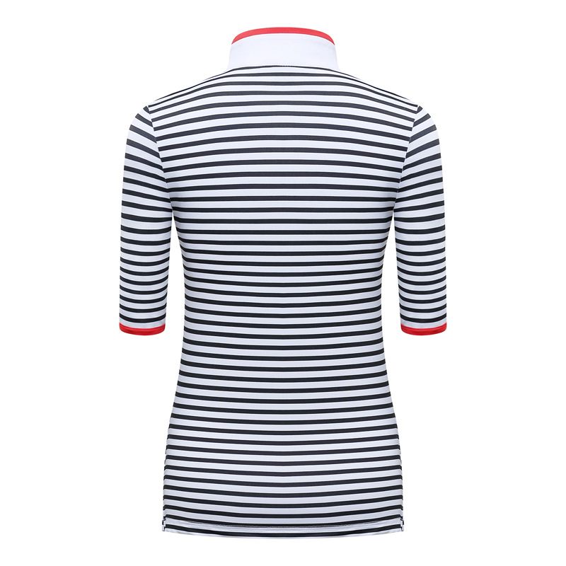 Women Striped Golf Shirt Summer Short Sleeve Breathable Tops Ladies Quick-dry Soft Golf T-shirts Golf Clothing D0803
