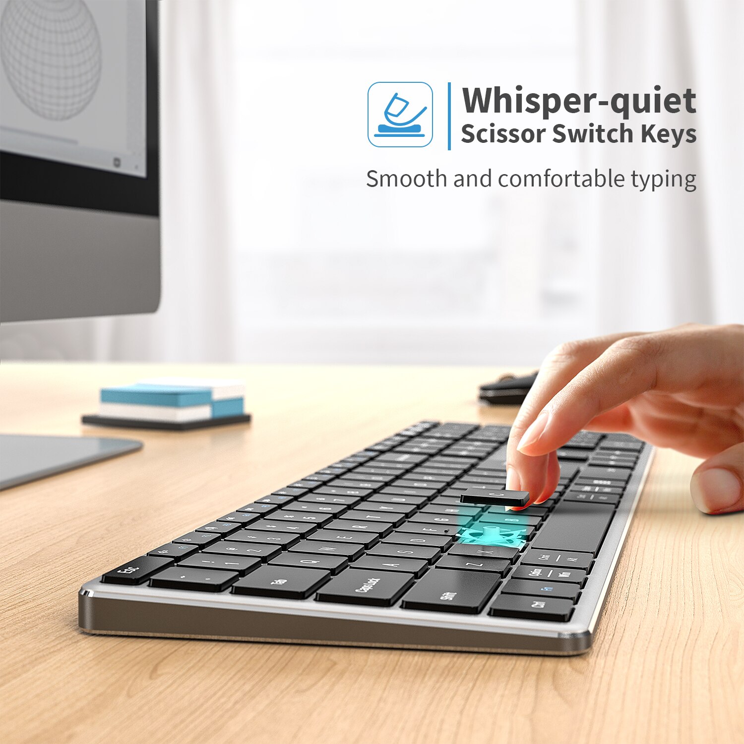 Jelly Comb Rechargeable Bluetooth Keyboard and Mouse Full Size Ultra Thin 2.4G Wireless Bluetooth Keyboard Mouse Combo for Mac