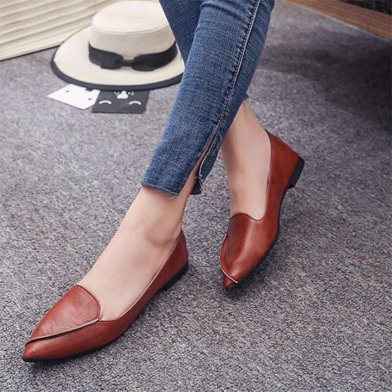 Femmes chaussures chaussures décontractées chaussures plates bout pointu chaussures pour femmes bateau solide chaussures plates dames chaussures mocassin femme