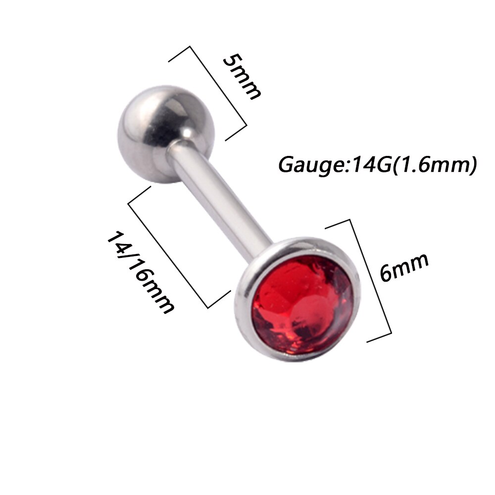 1Pc Anti-Allergie Chirurgisch Staal Tong Ringen Vrouwen Platte Zirkoon Piercing Tong Halters Piercing Lichaam Sieraden 14G: WHITE / Licht Geel Kleur