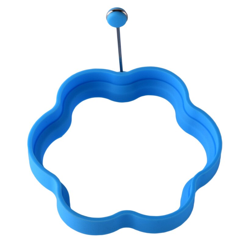 Silicone Fried egg mold round Heart-Shaped Star Bear Flower Omelette Maker Molded Silicone Omelette Pancake Baking Shape: 1FLOWER-BLUE