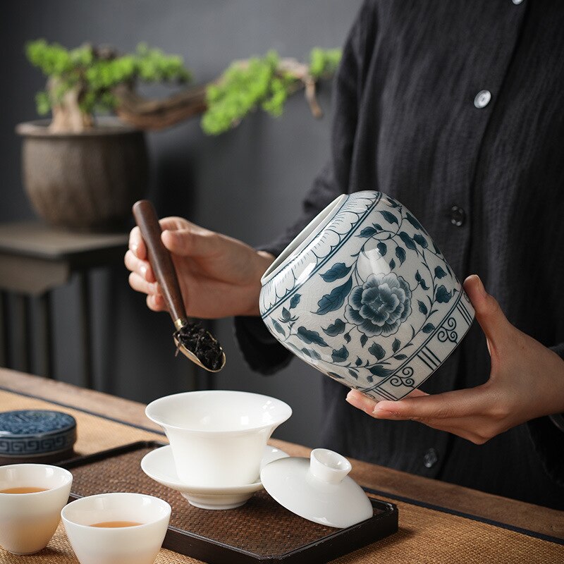 Klassieke Bloem Landschap Theebus Keramische Opslag Pot Met Deksel Grote Capaciteit Thuis Snoep Moer Koffieboon Verzegelde Opslag jar