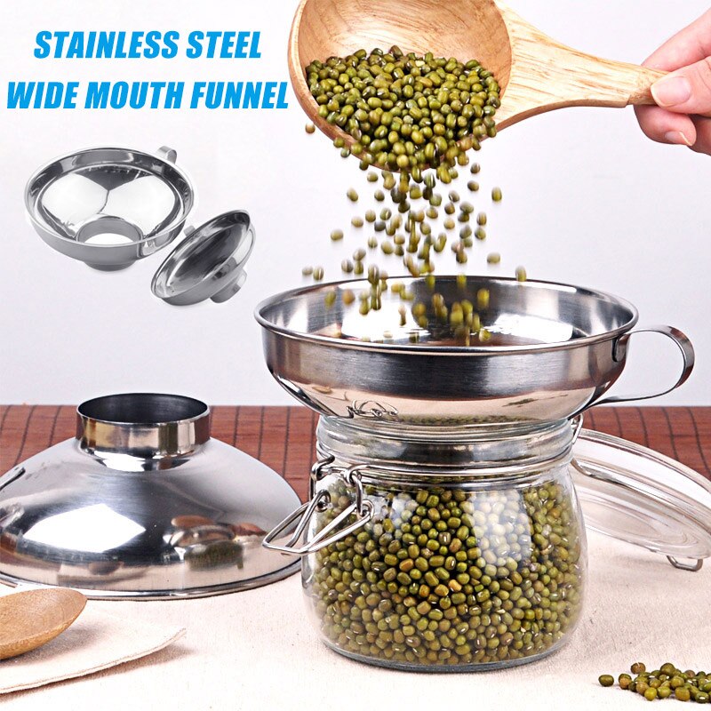 Stainless Steel Wide Mouth Funnel for Beans Jam Food Powder Kitchen Gadgets EDNU888