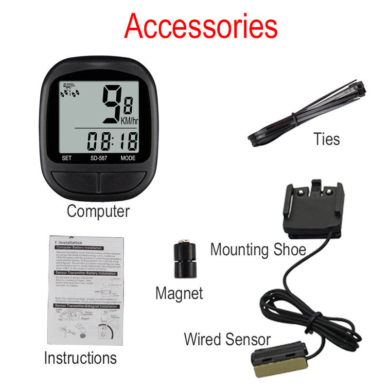 Ordenador para bicicleta, velocímetro y odómetro para ciclismo de montaña, cronómetro impermeable con pantalla LCD, equipo de ciclismo