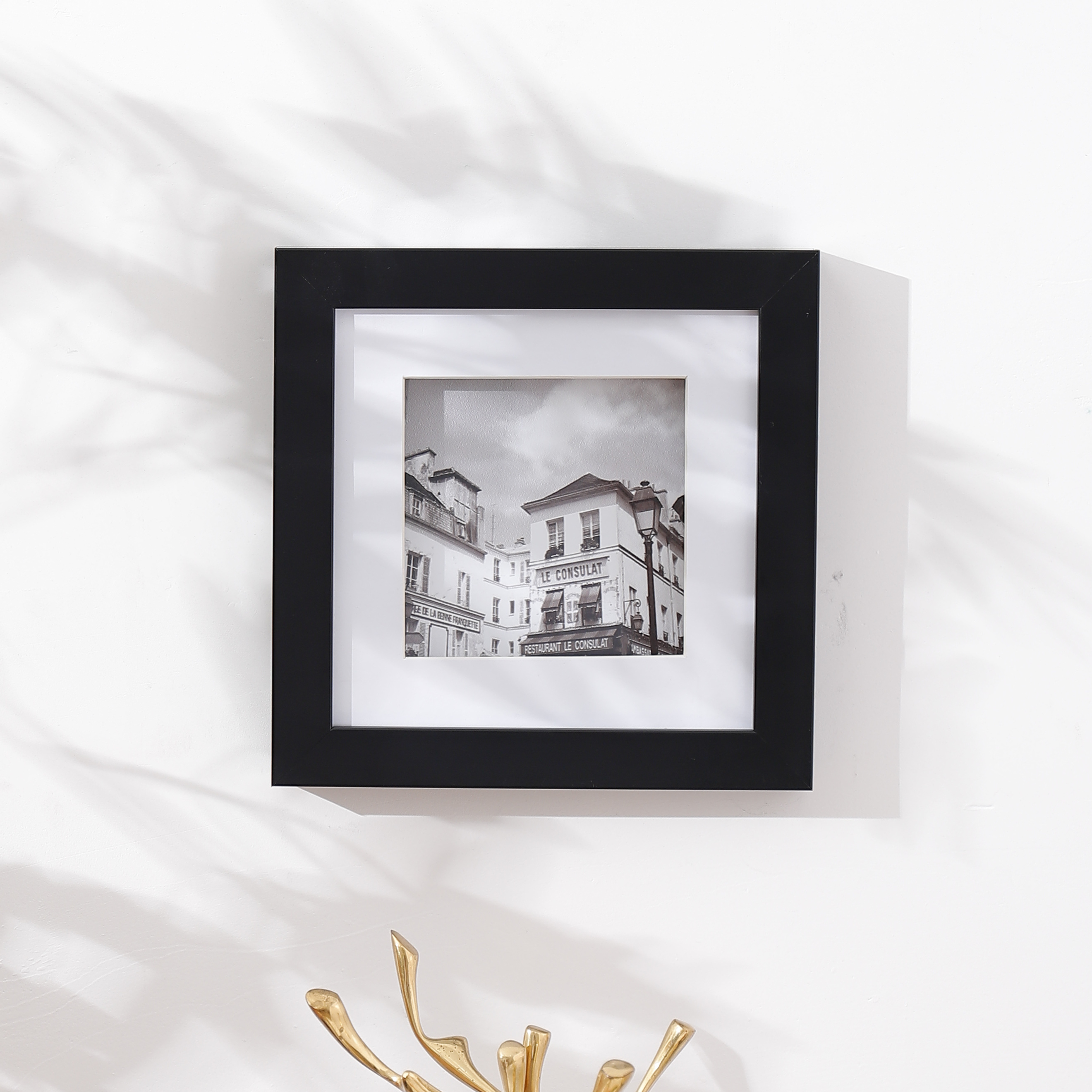 Marco de fotos de papel de plástico negro cuadrado, marco de fotos integrado de 4x4 pulgadas, pared de oficina en casa, sala de estar, bar, cafetería, imagen colgante, 1 unidad: Negro