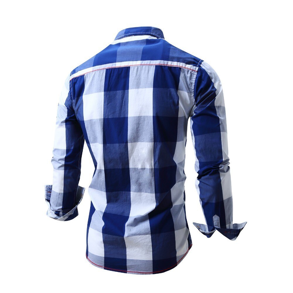 Miesten rento ruudullinen paidat pitkähihaiset paidat miesten mekko mustavalkoinen puuvilla camisa masculina miesten paidat para hombre  fm099