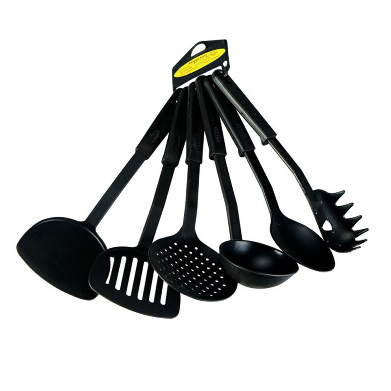 Kunststof keukenset bakgerei kookgerei met vergiet lepel spatel schep soeplepel pasta klauw 6 stuks keukengereedschap