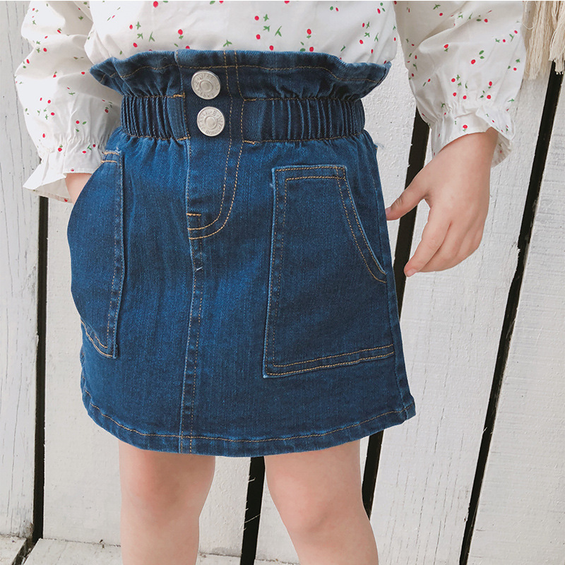 Barn kjol tjejer jeans halv bebis halvlång kort tjej kjol sommar barn bebis tjej kjol