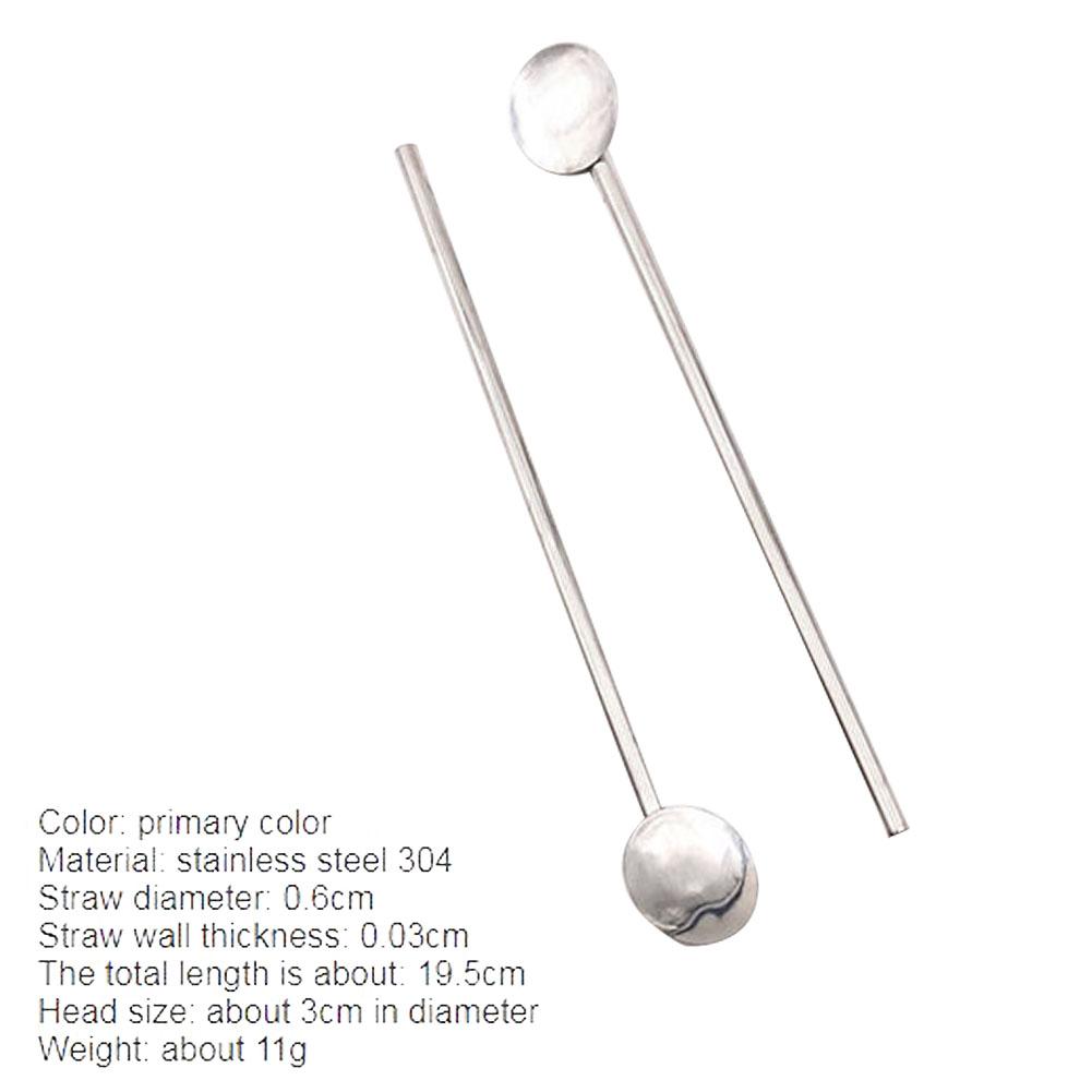 Straw Spoon Set 304 Stainless Steel Innovative Cocktail Velvet Bag Bar Milk Tea For Drinking Cold Beverage, Sipping Cocktail: Default Title