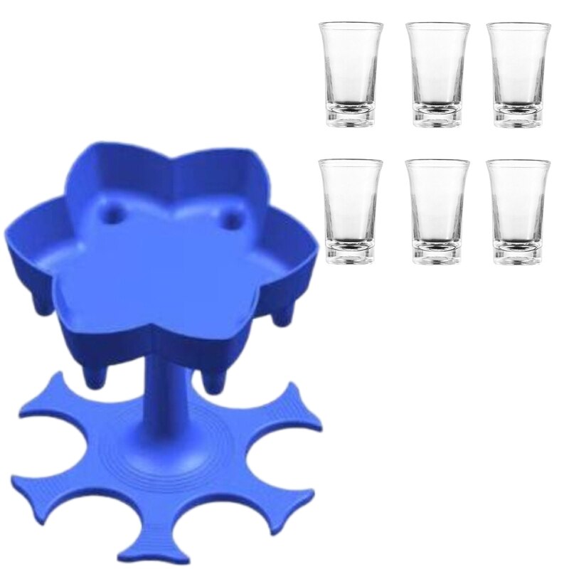 Portable 6 Glass Cup Dispenser Holder Caddy Liquir Dispenser Drinking Games Glass Dispenser Party Barware Accessories: Blue wine dispenser