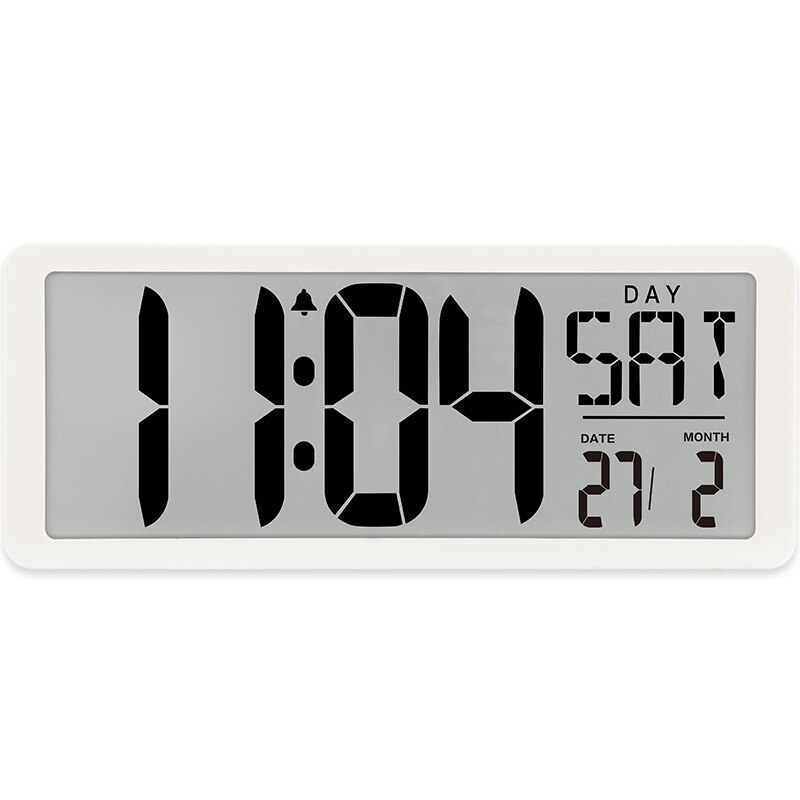 LED Digital Wall Clock Large Number Time Display Alarm Clocks with Date Temperature Table Watch Electronic Clock Horloge Murale: white